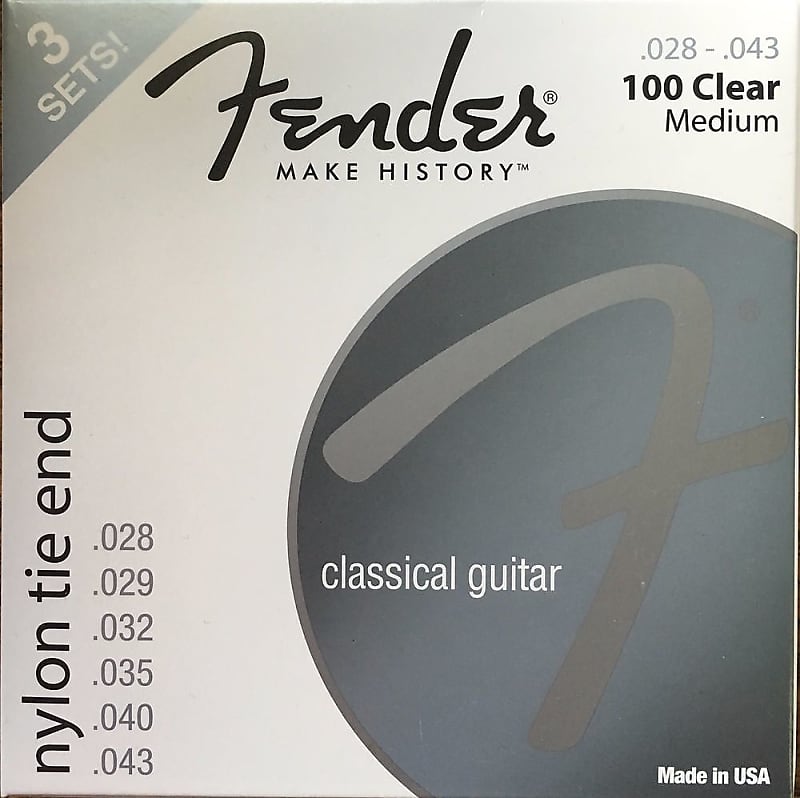 Fender Classical Guitar Strings Nylon Tie End 28 43 100 Clear