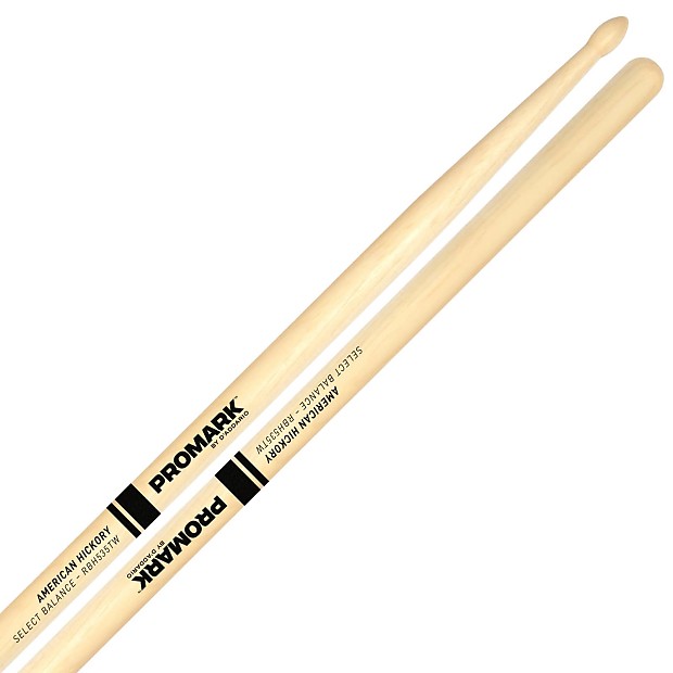 Pro-Mark RBH595TW Rebound Balance 5B Hickory Teardrop Wood Tip .595" Drum Sticks (Pair) image 1