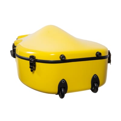 Crossrock Fiberglass Hard Guitar  Case with wheels for 4/4 Cello in Yellow image 5
