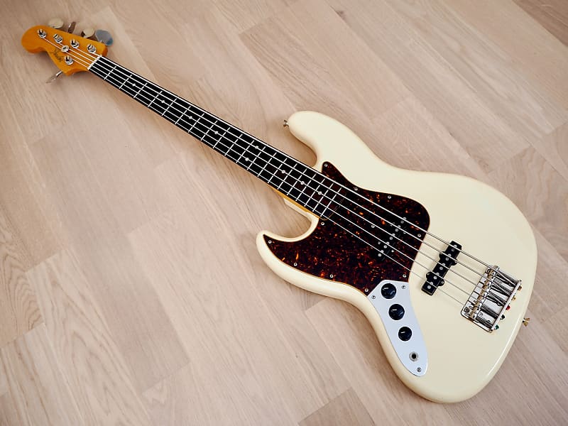 2006 Fender Jazz Bass V 5 String JBV Olympic White Left
