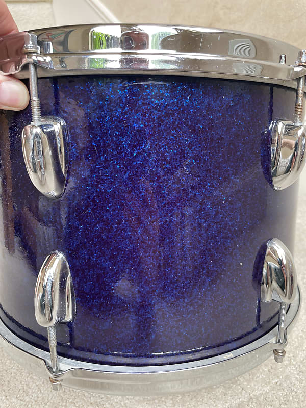 Slingerland  13” Mounted Tom Drum w Brass Hoops 60s Sparkling Blue Pearl image 1