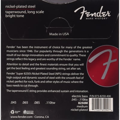 Fender 8250M Nickel-Plated Steel Taperwound Medium Bass Strings (45-110TW) image 3