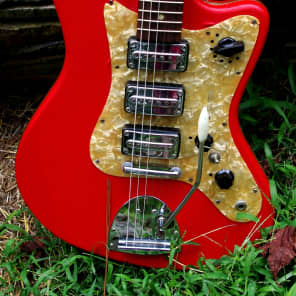 Egmond Model “3V” 1965 Red Vinyl. Electric Guitar.  Made in Holland. Used by most of the 60's Brits image 10