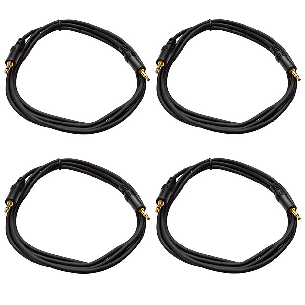 Seismic Audio SA-iE6-4PACK 1/8" TRS Stereo Male to Male Patch Cables - 6' (4-Pack) image 1