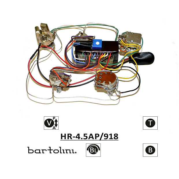 Bartolini HR-4.5AP/918 Prewired Active 4-Knob 2-Band Bass EQ Harness image 1