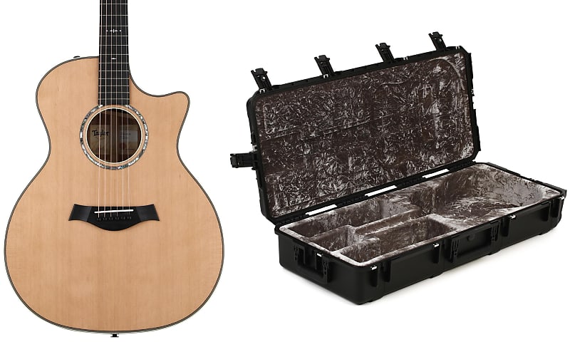 Taylor 514ce LTD Grand Auditorium Acoustic-electric Guitar - Natural  Bundle with SKB 3i-4217-18 iSeries Waterproof Acoustic Guitar Case - Black image 1