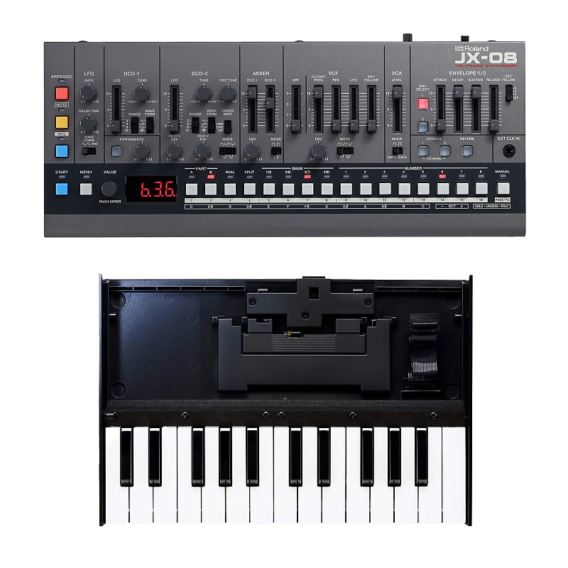 Roland JX-08 Boutique Series Desktop Synth Module and Boutique K-25m Portable Keyboard Bundle image 1