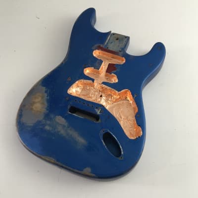 Custom Vintage ST60s Strat Style Lake Placid Blue Over Red Guitar Body Heavy Relic 4.3 Lb image 2