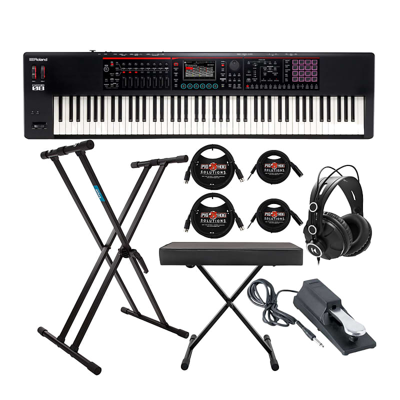 Roland FANTOM-08 88-Key Workstation Synthesizer Keyboard With Stand, Bench, Sustain Pedal, Headphones, and Cables (9 Items) image 1