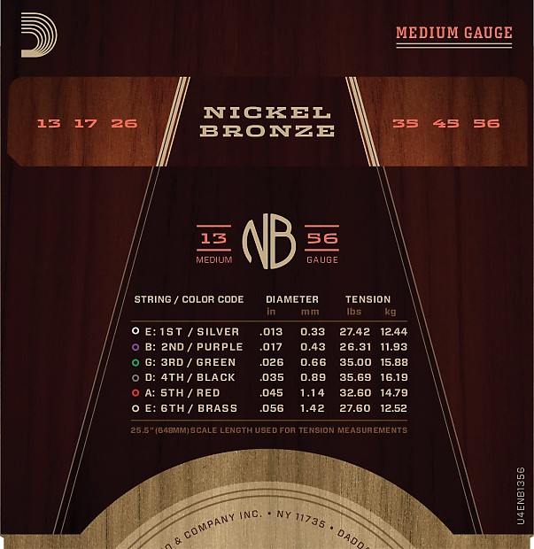 D'Addario NB1356 Nickel Bronze Acoustic Guitar Strings, Medium Gauge image 2