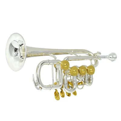 Schiller Elite Rotary Valve Piccolo Trumpet - Silver & Gold