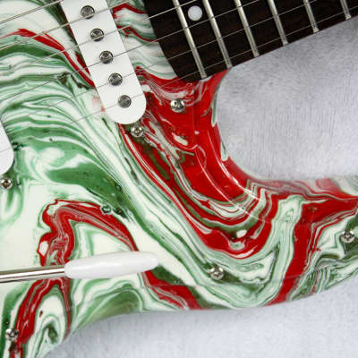 Custom Swirl Painted and Upgraded Fender Squier Affinity Strat  W/ Matching Headstock and Pickguard image 10