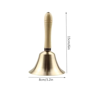 Hand Bell - Hand Call Bell with Brass Solid Wood Handle,Very Loud Handbell，3.15  Inch Large Hand Bell ，Hand Bells for Kids and Adults, Used for Weddings,  School Classroom，Service and Game : 