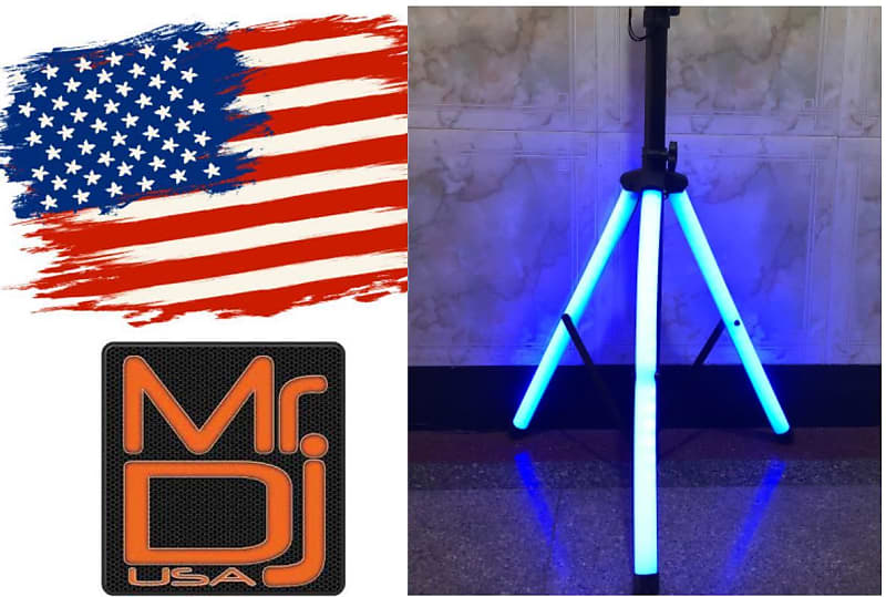 MR DJ Color Stand LED Tripod Speaker Stand w/Color LED&#039;s + Remote  			