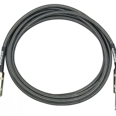 DiMarzio EP1710SSBKGY Overbraid 1/4" TS Instrument Cable - 10' - Black/Gray for sale