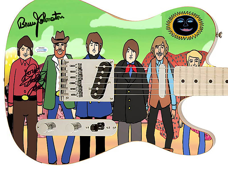 The Beach Boys Signed Band Cartoon Photo Graphics Fender | Reverb