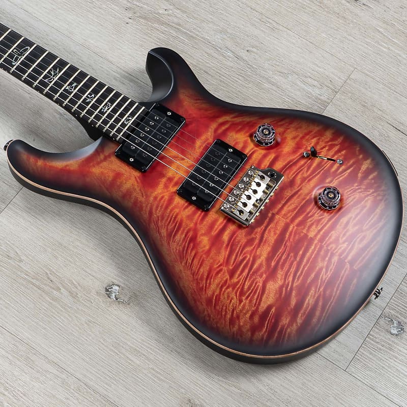 PRS Paul Reed Smith Wood Library Custom 24 Guitar, Satin Blood Orange  Smokeburst