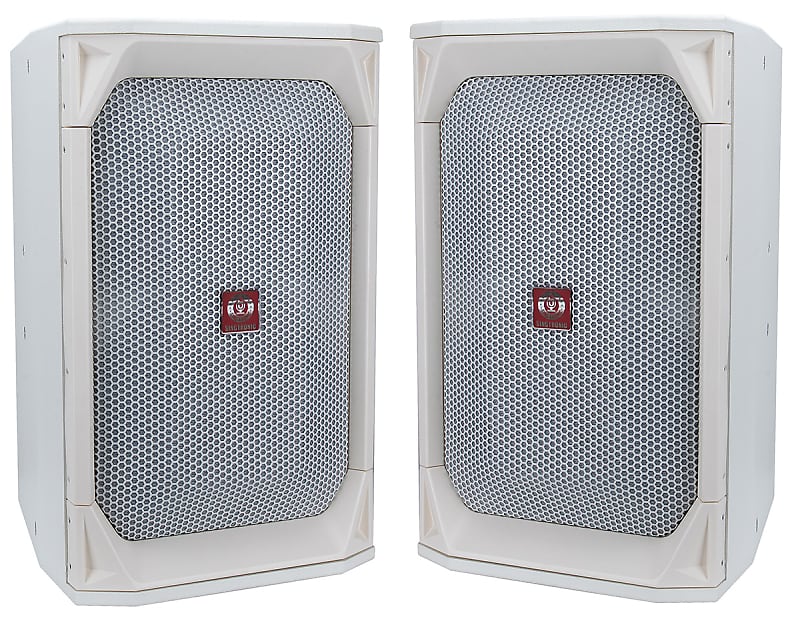 Singtronic High Quality 5000W Vocal Karaoke Speakers (Pair) - White image 1
