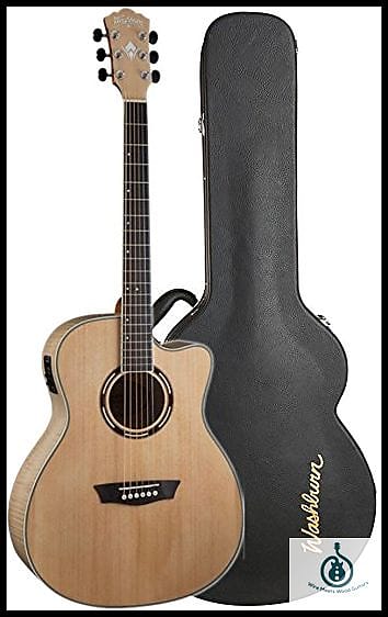Washburn AG40CE Apprentice Series Grand Auditorium Acoustic-Electric  w/ Case, Spruce Top, Maple B&S image 1