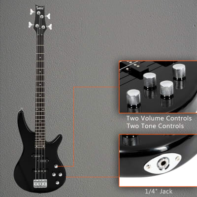 Glarry GIB Bass Guitar Full Size 4 String SS pickups w/ 20W Amplifier Black image 9