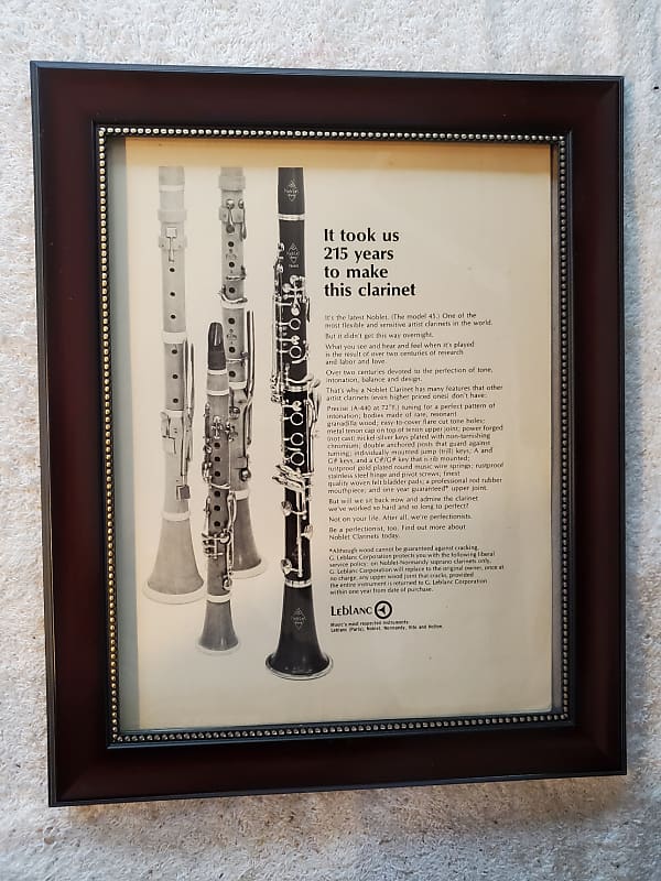 1966 Lablanc Horns Promotional Ad Framed Leblanc Model 45 Clarinet Original image 1