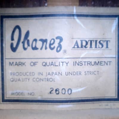 Extremely Rare 1970s Ibanez Artist Model 2600 Made In Japan image 5