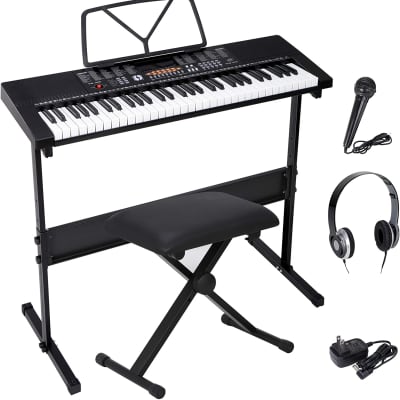 61-Key Portable Electric Keyboard Piano with Built In Speakers, LED Screen, Headphones, Microphone image 1