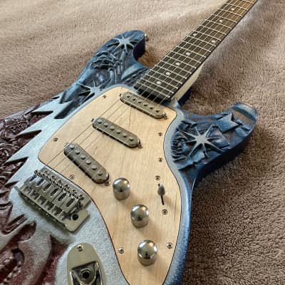 Skull and Roses Carved Woodruff Brothers Guitars - Enamel & Satin Lacquer image 6
