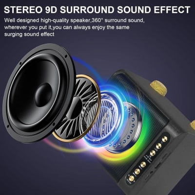 Karaoke Machine With 2 Wireless Microphones, Portable Karaoke Machine For Adults & Kids, Karaoke Microphone With Pa System, Led Lights, Karaoke Speaker Supports For Tf Card/Usb/Aux - (Black) image 2