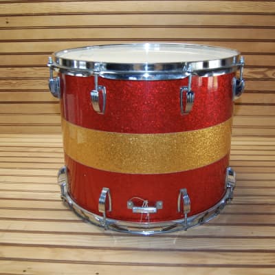 Vintage Ludwig 1970s Maple 15 x 12 Marching Snare Drum - Red/Gold Sparkle image 5