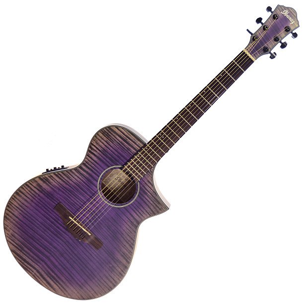 Ibanez AEWC32FM-GVL Thinline Acoustic/Electric Guitar w/ Flame Maple Top Glacier Violet Low Gloss image 1