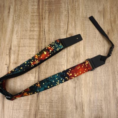 galaxy stars ukulele strap with leather ends for sale