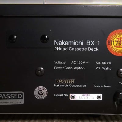 1982 Nakamichi BX-1 Stereo Cassette Deck 1 Owner, Very Low Hours, New Belts & Serviced 05-2023  Sounds Amazingly Like New w/ Original Box and Manual #315 image 8