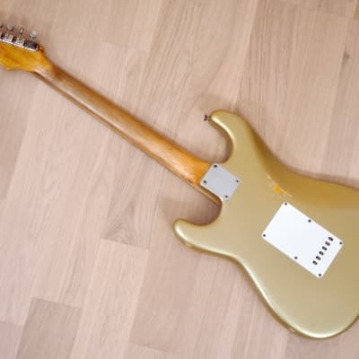 1963 Fender Stratocaster Vintage Pre-CBS Electric Guitar Shoreline Gold w/ Blonde Case, Hangtag image 13
