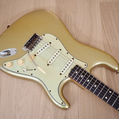 1963 Fender Stratocaster Vintage Pre-CBS Electric Guitar Shoreline Gold w/ Blonde Case, Hangtag image 8