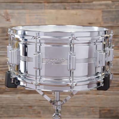 Rogers "5-Line" Dyna-Sonic 6.5x14" Chrome Over Brass Snare Drum with Script Logo 1967 - 1974