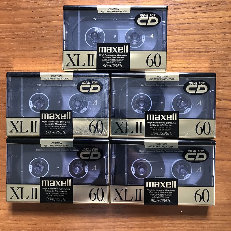Maxell XLII 5- 60 Minute blank cassettes, SEALED, vintage