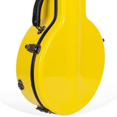 Crossrock Fiberglass Hard Case for Mastertone Banjo, Lightweight Flight Case, Yellow for sale