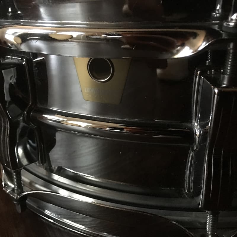 Ludwig No. 400 Supraphonic 5x14" Aluminum Snare Drum with Large Chicago Keystone Badge 1984 image 5