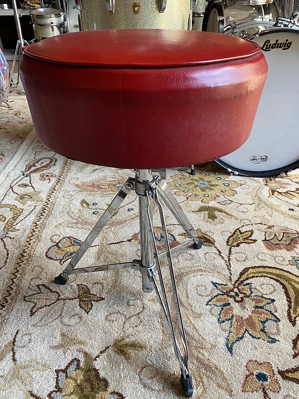 Unbranded  Red Leather Type Drum Throne/Seat/ Premier Maybe? image 1