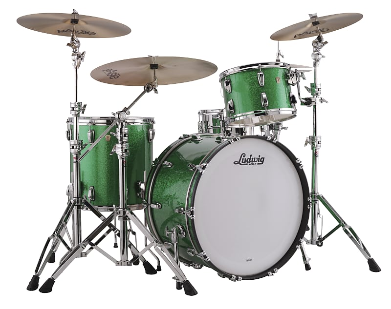 Ludwig *Pre-Order* Classic Maple Green Sparkle Downbeat 14x20_8x12_14x14 Drums Shell Pack Made in the USA Authorized Dealer image 1