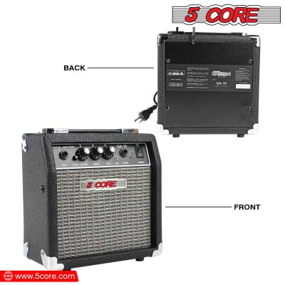 5 Core Guitar Amplifier 10 Watt Electric and Acoustic Amp for Practice with Inbuilt Speaker Aux Input Volume Bass Treble Control Amp GA 10 BLK image 7