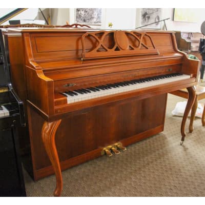 Young Chang 43" F-108 Queen Anne Console Piano | Satin Cherry | SN: 1326582 image 3