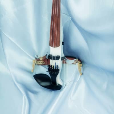Aurora White 5 String Acrylic Electric Violin with LEDs 2019 White/Clear With Original Case image 2