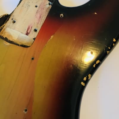 1972 Fender Jazz Bass Lefty Sunburst Body ! 100% Original RARE! image 4
