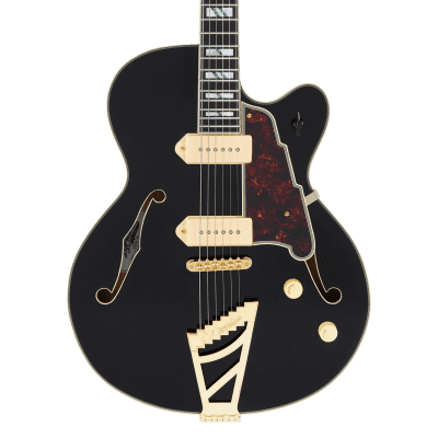 D'Angelico Excel 59 Hollowbody Electric Guitar - Solid Black with Stairstep Tailpiece image 8