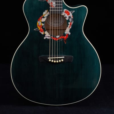 Hsienmo KOI Fish Aqua Blue Full Solid Acoustic Guitar with hardcase image 1