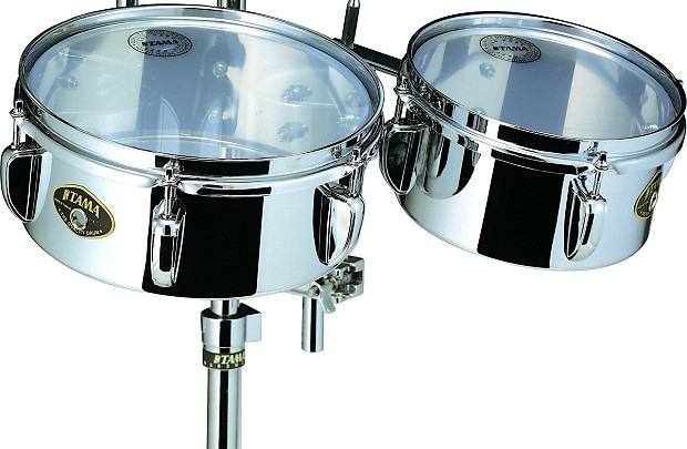 Tama MT810ST Steel Mini-Timbales 8" / 10" 2pc Set w/ Holder and Clamp image 1