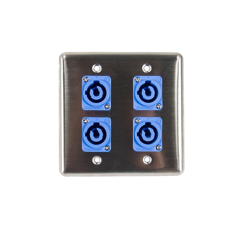 OSP Q-4-4PCA Quad Stainless Steel Wall Plate w/ 4 Powercon A Connectors image 1