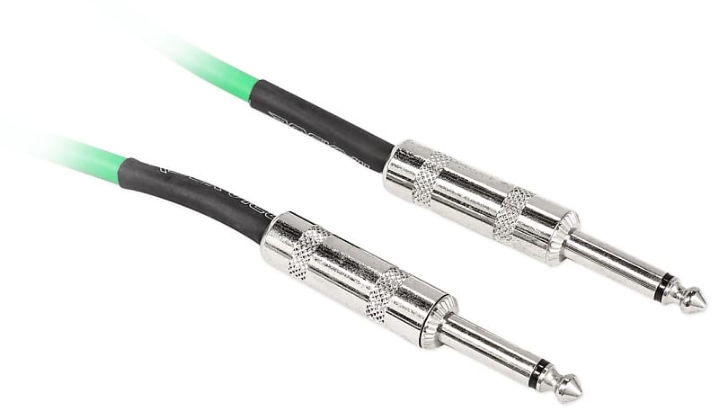 Rockville RCGT3G 3&#039; 1/4&#039;&#039; TS to 1/4&#039;&#039; TS Guitar/Unbalanced Signal Cable-Green  			
